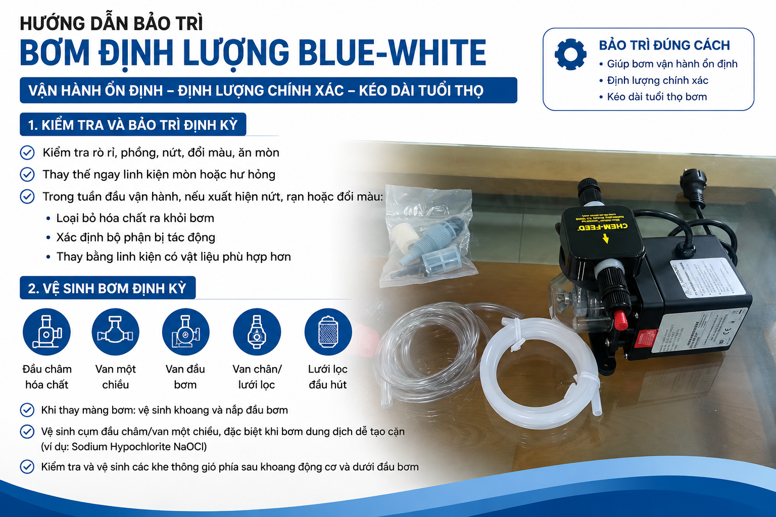 Huong dan bao tri bom dinh luong blue white